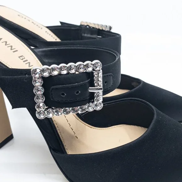 GIANNI BINI Black Satin Maleenah Mules Size 7 - G0222 - Picture 9 of 11